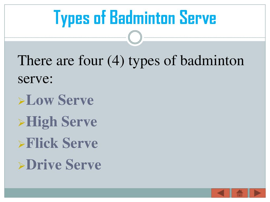 Types of online serving in badminton